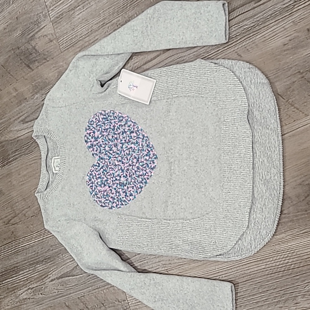 ColorTree Sequins Heart Knit Sweater Size Medium 10/12
